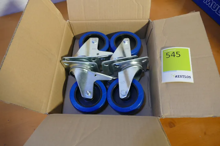4x Rollen OVP Blue Wheel 2x gebremst 2x ungebremst